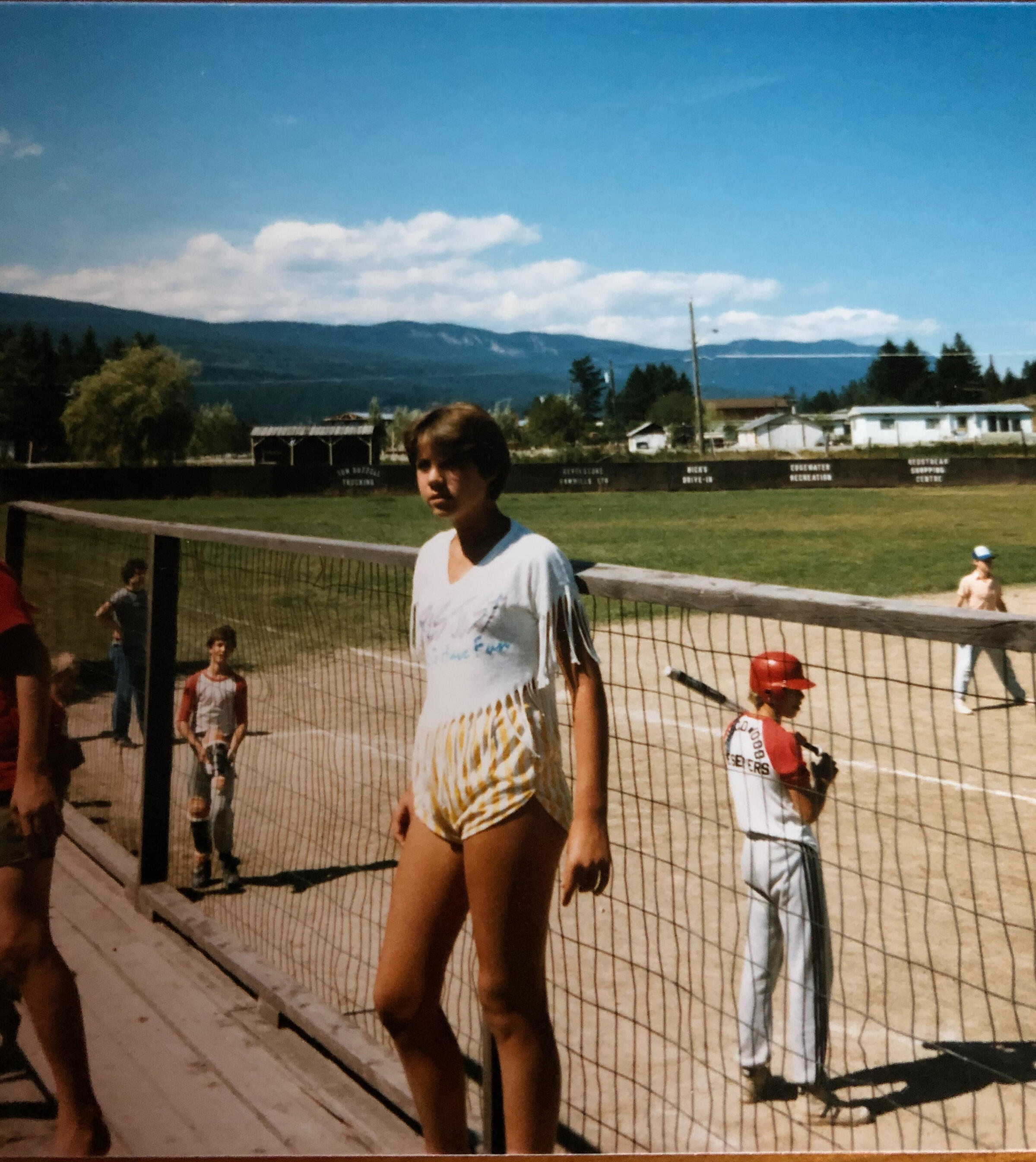 Diane as a teenager at a baseball diamond in British Columbia, early 1980s
